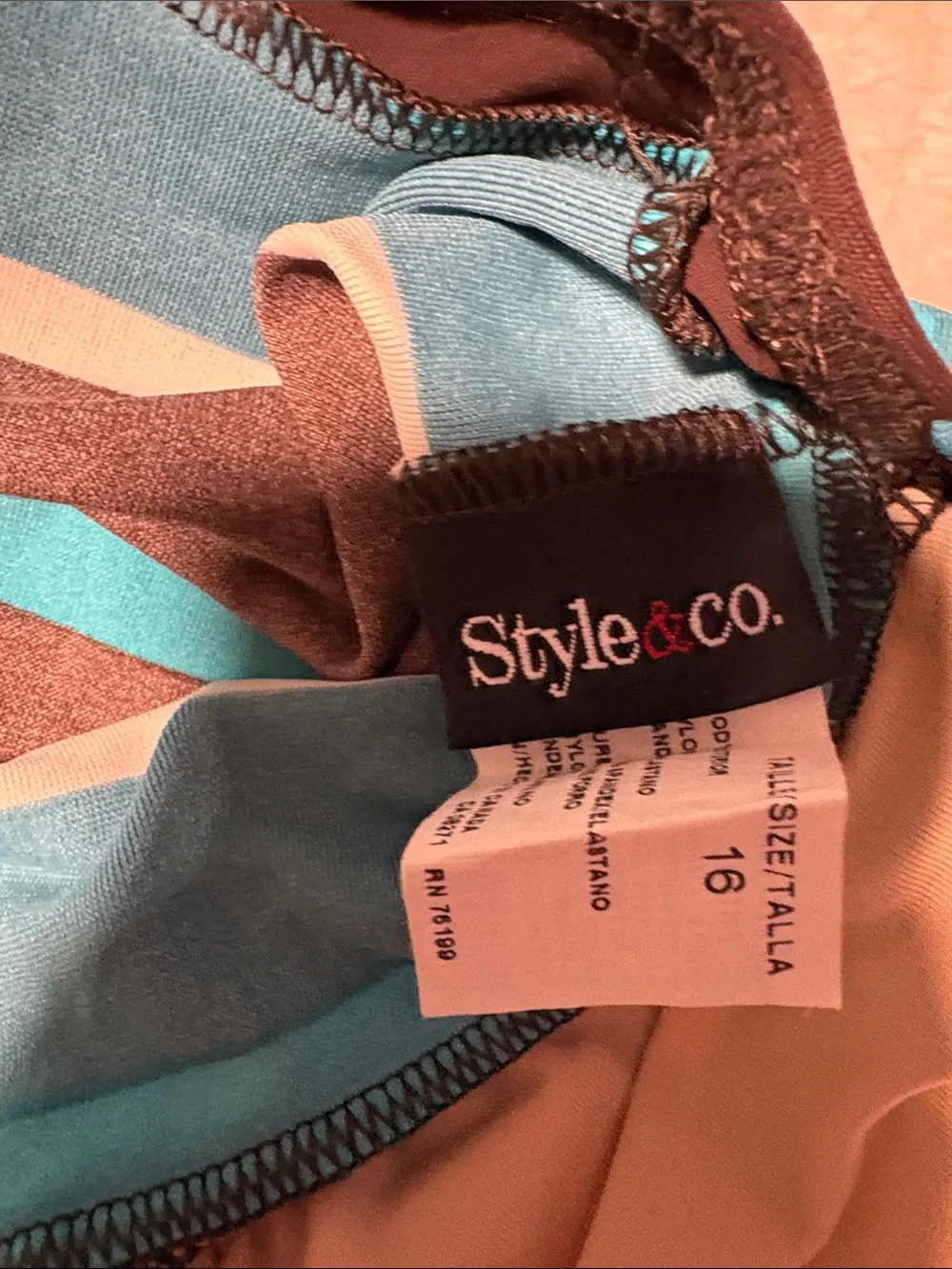 Style & Co. Teal, Brown & White Striped Tankini Set